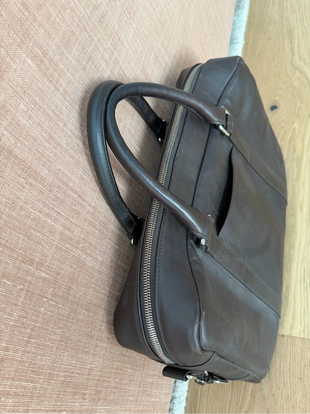 Shinola Dark Brown Leather Computer Briefcase with Detachable Strap
